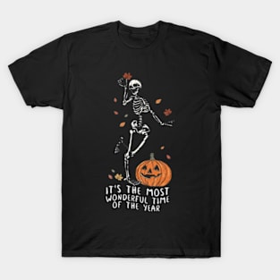 It's the Most Wonderful Time of The Year Halloween Spooky Halloween T, Cool Halloween Party T, Skeleton Tee, Pumpkin Skeleton T-Shirt